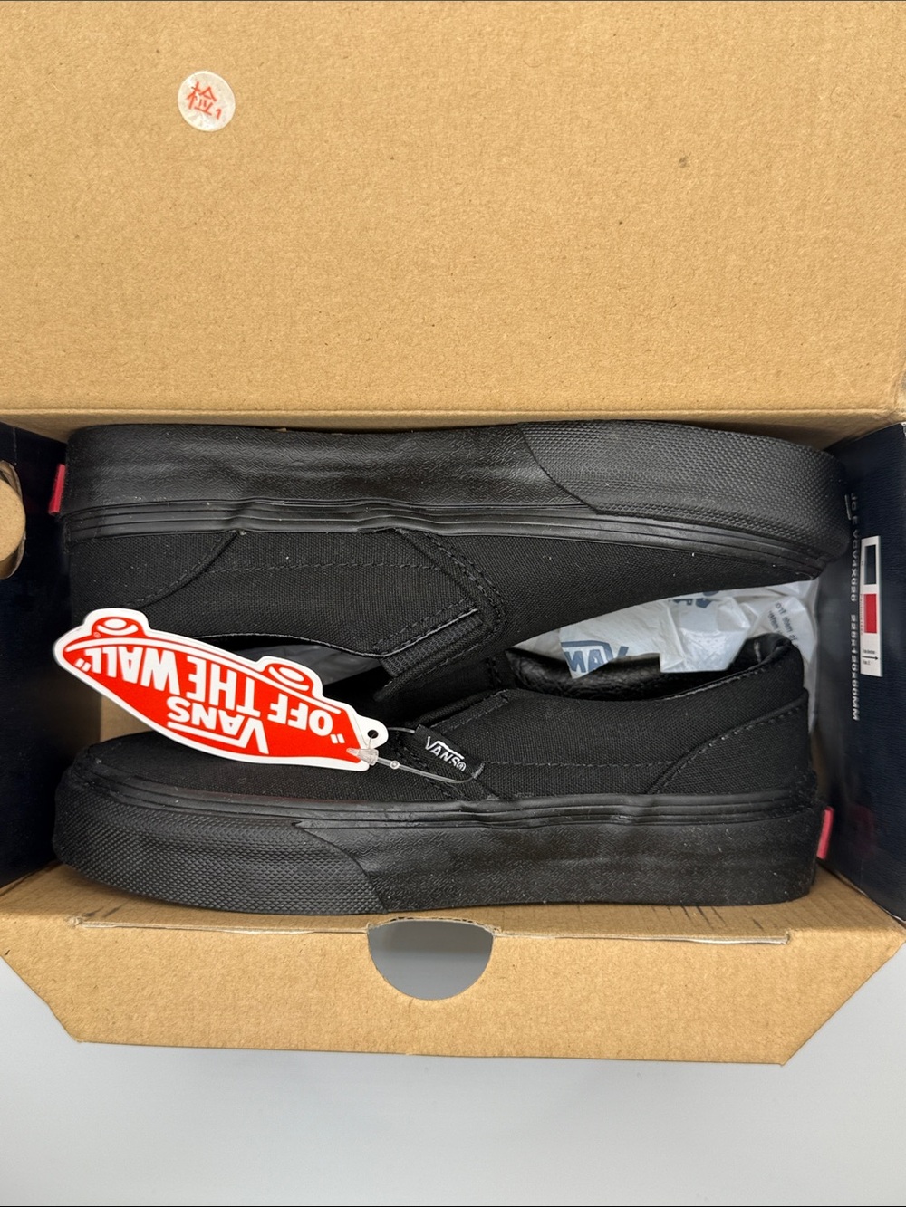 Vans Black Slip-On Canvas Loafers for kids size 12